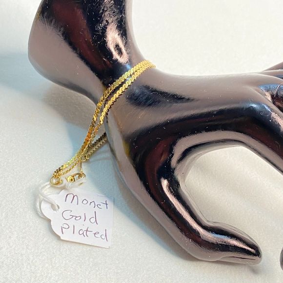 Monet Chain Bracelet Gold Plated Double Stranded Serpentine Links - Picture 1 of 7